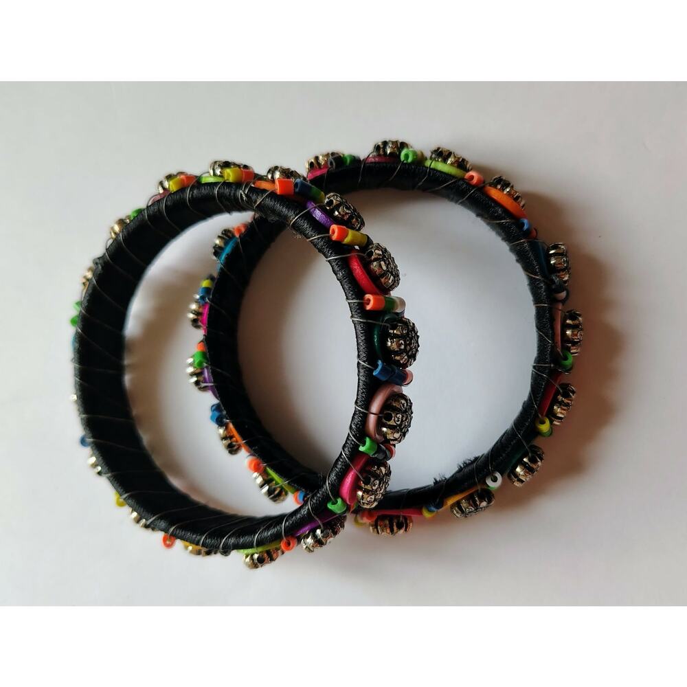 PAIR OF HANDMADE BEADED BANGLES